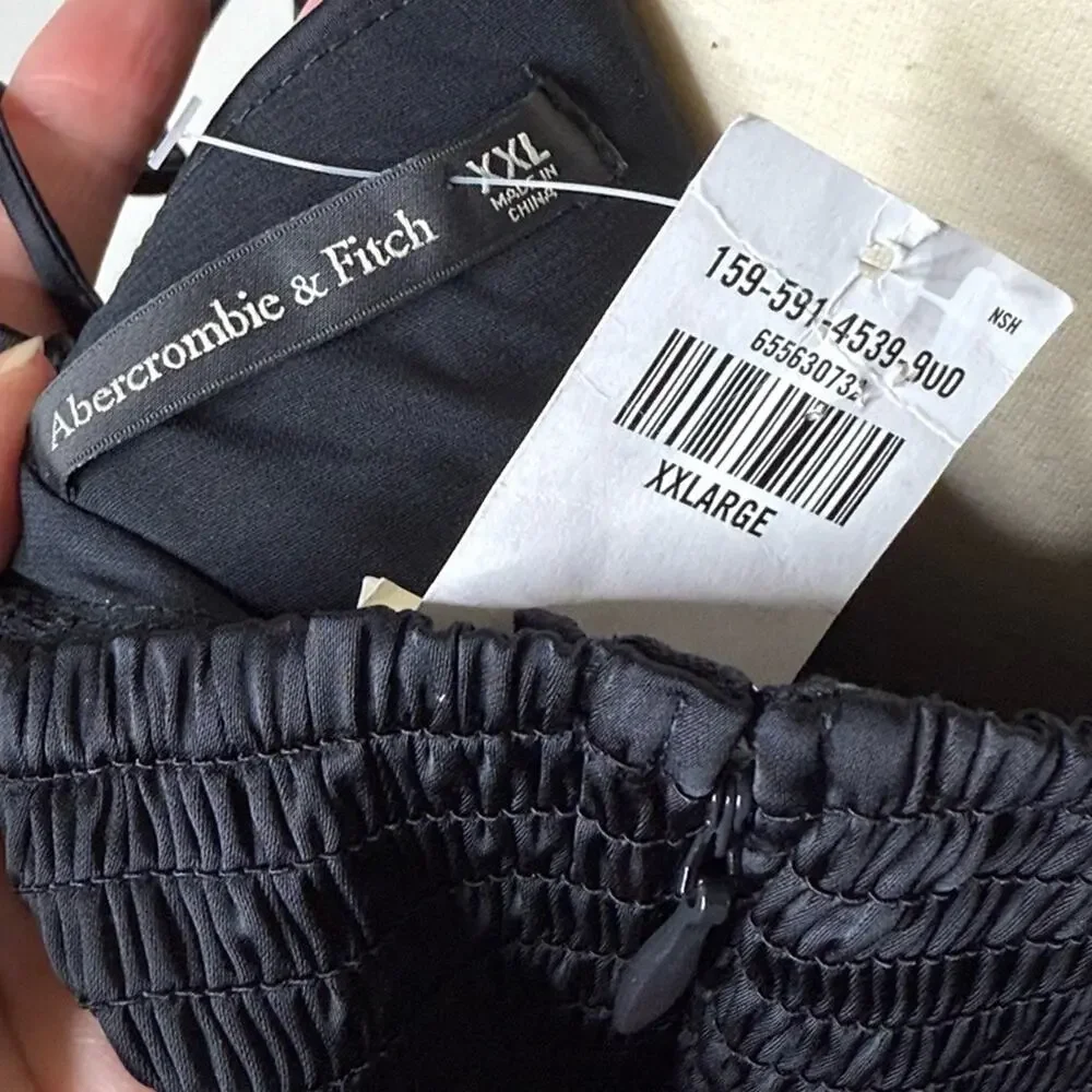 Abercrombie Black Satin Camille Maxi Dress